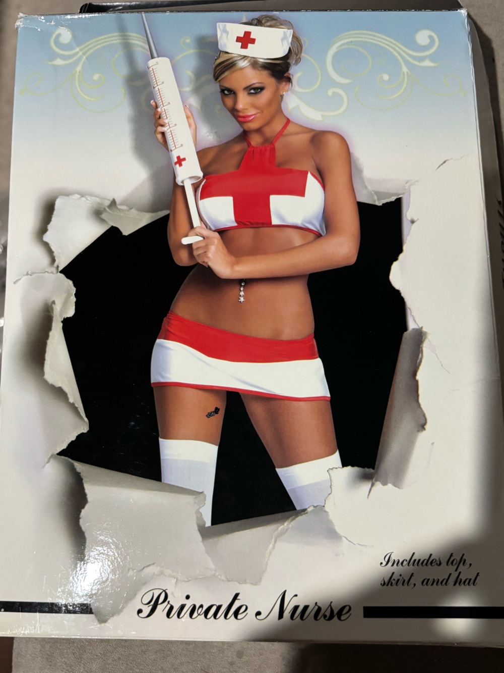 Red and White Nurse Two-Piece Costume